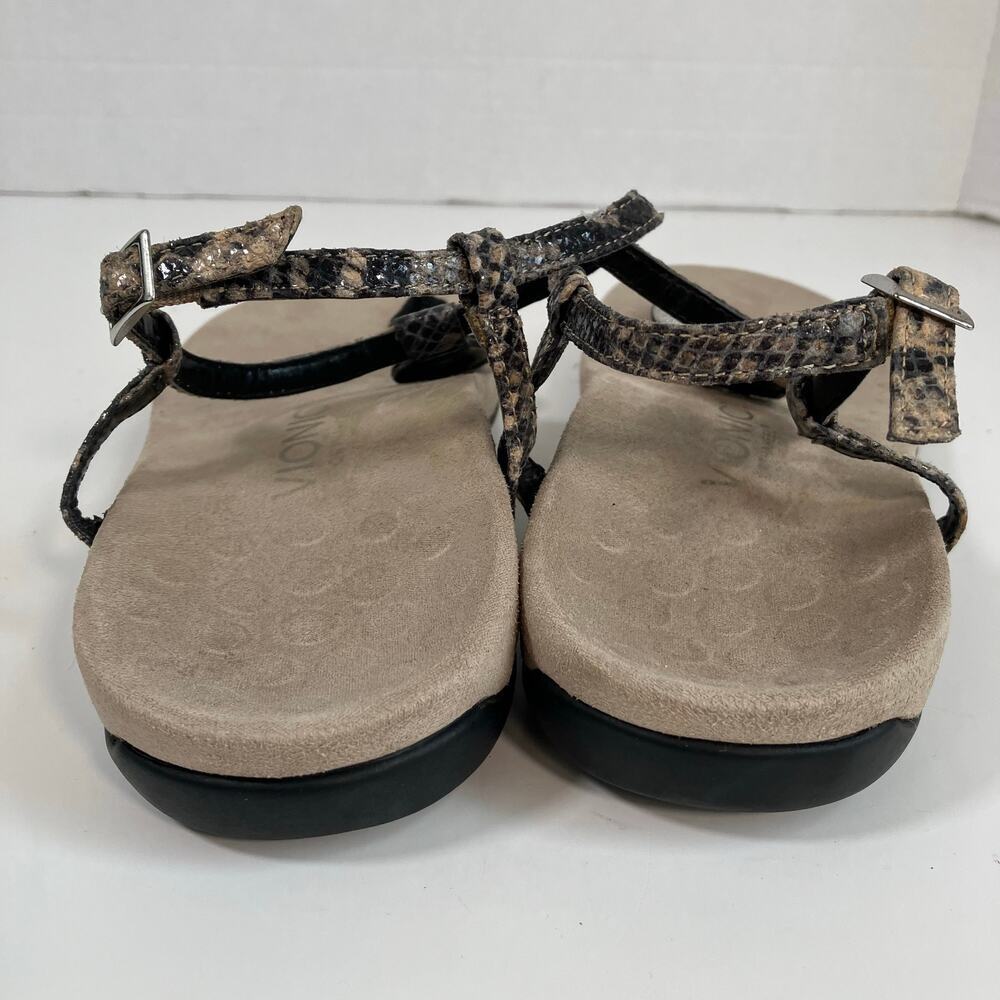 VIONIC Lizbeth Natural Snake Printed Medallion T-strap Thong Sandals WORN - Picture 12 of 16
